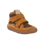 Froddo bota TEX Cognac infantil de ante y tejido marrón con dos velcros y forro de borreguito, vista tres cuartos