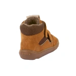 Froddo bota TEX Cognac vista trasera, ante color coñac con forro de lana, doble velcro y suela marrón