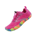 Zapatilla minimalista Saguaro rosa de rejilla con cordón elástico de ajuste rápido y suela multicolor