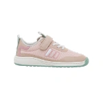 Zapatilla Mustang Free sneaker rosa de malla con velcro y cordones, suela blanca y verde menta, vista lateral