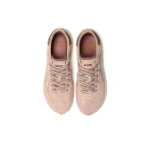 Zapatillas Lejan Melrose adulto rosa vistas desde arriba, con cordones anchos, ante y detalles naranjas