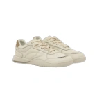 Par de sneakers Mustang Free Orbit de piel color crudo con talón de ante topo y cordones beige, vista lateral