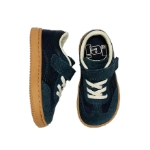 Zapatillas Lejan ONE Kids Nylon Navy en azul marino con velcro, cordones elásticos crudos y suela de goma color miel