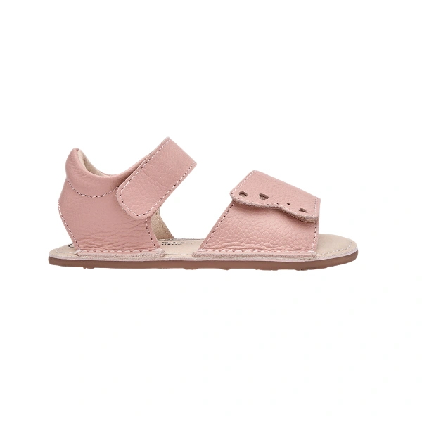 Sandalia infantil Techno baby rosa corazones de piel, con cierres de velcro y suela fina, vista lateral