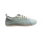 Zapatilla Batilas tenis de cordón en lona color menta con cordones beige y suela clara, vista lateral