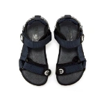 Sandalias Mustang Free Nylon Strap marino vistas desde arriba, con tiras de velcro y talón con ribete a rayas blancas