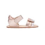 Sandalia arcoíris Techno Baby en piel metalizada rosa, oro y plata con velcro, vista lateral