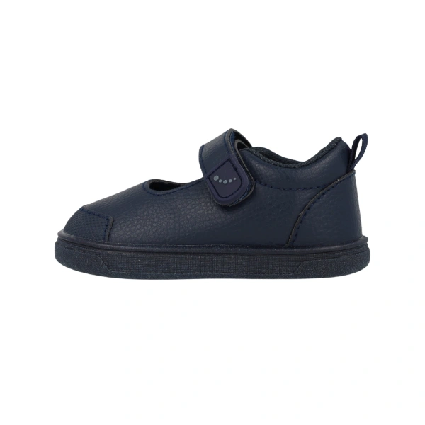 Blanditos Rio Cole Marino, merceditas infantil azul marino de piel sintética con tira de velcro, vista lateral