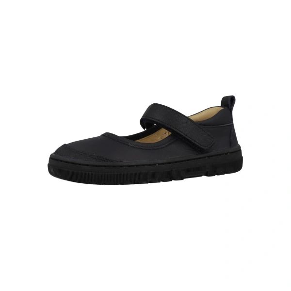 Blanditos Hadas Cole Marino, merceditas de piel azul marino con velcro y suela negra, vista lateral en tres cuartos