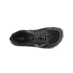 Zapatilla Victoria Terratech negra vista desde arriba, con malla transpirable y cordones elásticos grises de ajuste rápido