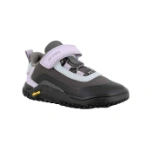Deportiva Primigi Goretex orchidea en gris oscuro y lila con velcro, cordón elástico y suela Vibram, vista lateral